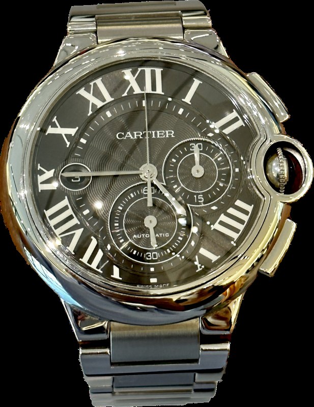 Cartier Ballon Bleu Chronograph 44mm Steel Gray Dial W6920025 - Full Set